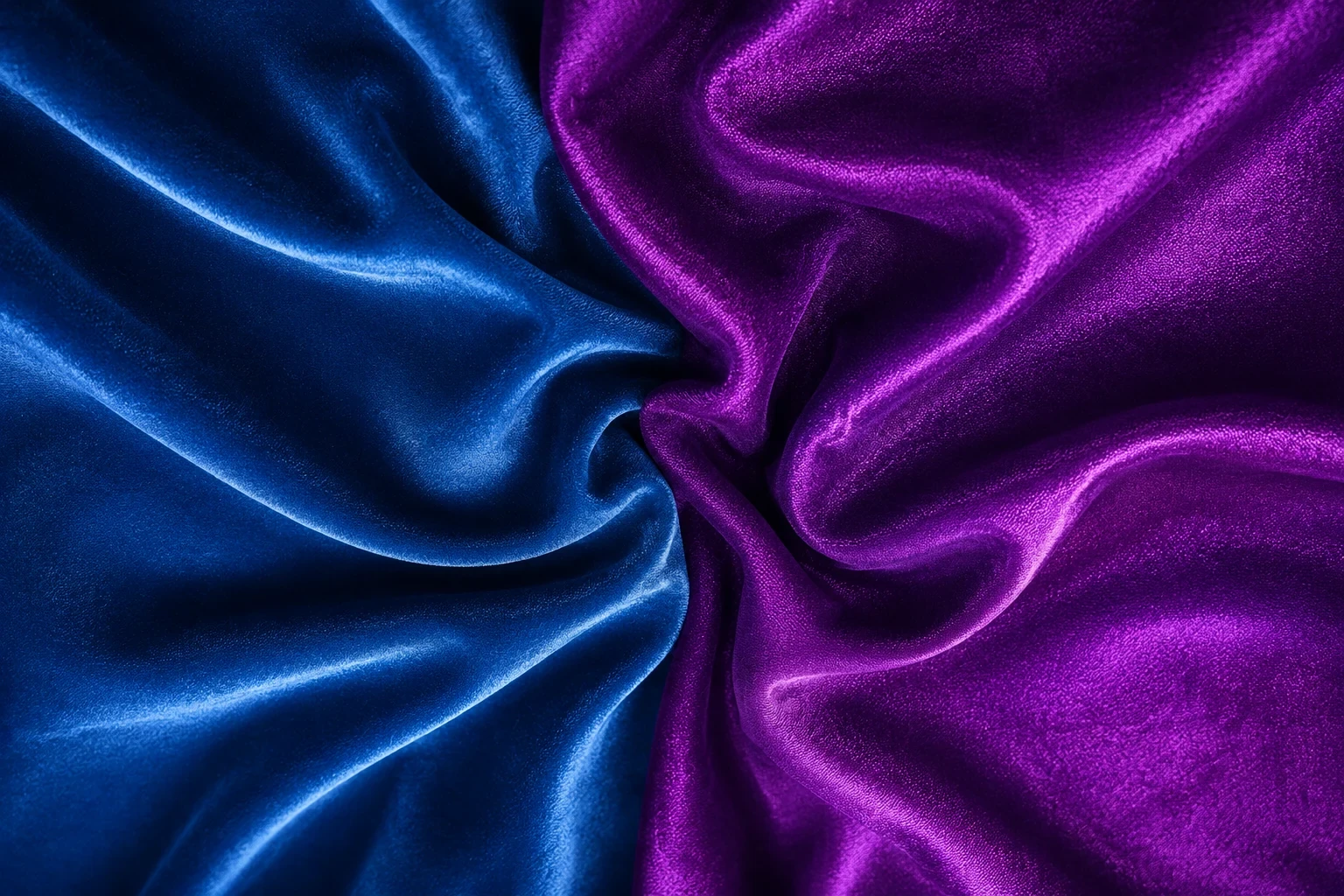 Violet and sapphire fabrics meeting in motion