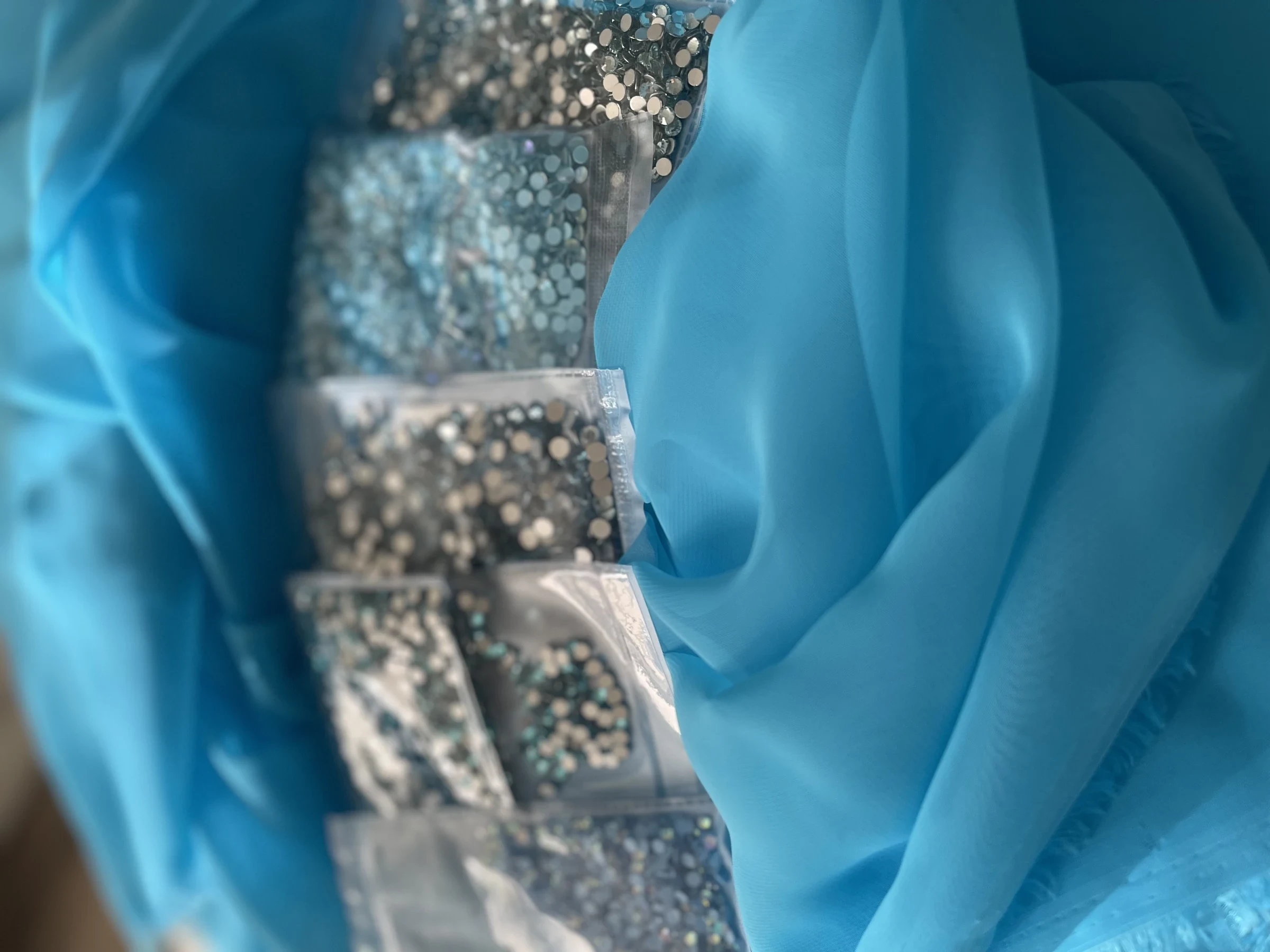 Blended blue rhinestone embellishment