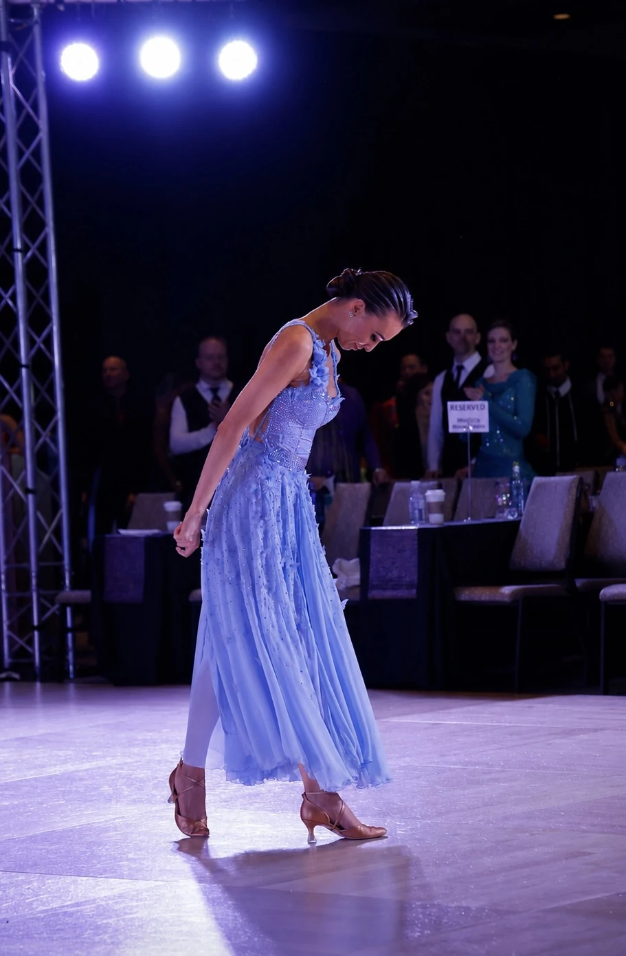 Dancer wearing the baby-blue Blue Mirage gown